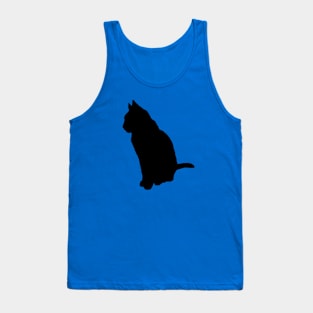 Cat In Sitting Position Silhouette Vector Cut Out Tank Top